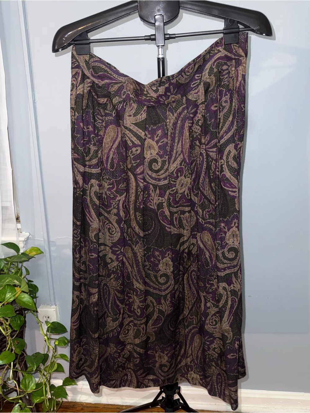 Vintage Dressbarn Purple Paisley Maxi Skirt 1X Whimsigoth Dark Romantic - Picture 2 of 10